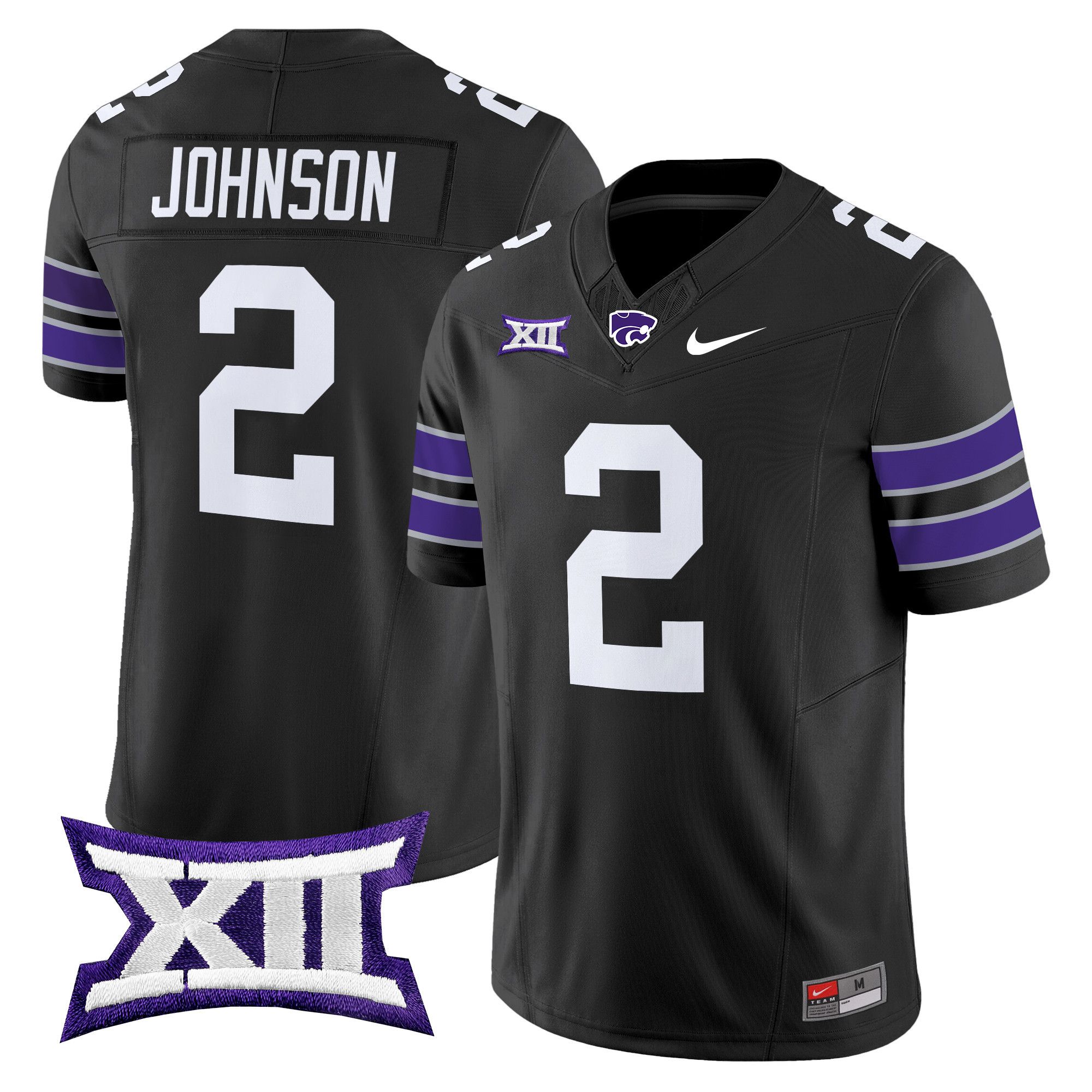 Men Kansas State Wildcats #2 Johnson Black Nike 2024 Vapor Limited NCAA Jersey style 1->ncaa teams->NCAA Jersey